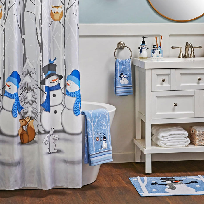 Christmas Winter Friends Snowman Hand Towel Set-2pc, Blue
