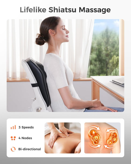 Back Massager with Heat, 3D Kneading Massage Pillow for Back, Neck, Shoulder, Leg Pain Relief Deep Tissue, Gifts for Women Men Mom Dad