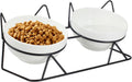 Elevated Tilted Cat Bowls for Indoor Cats，Raised Ceramic Cat Bowl Elevated 15°,Pet Feeding Bowls for Food and Water Anti
