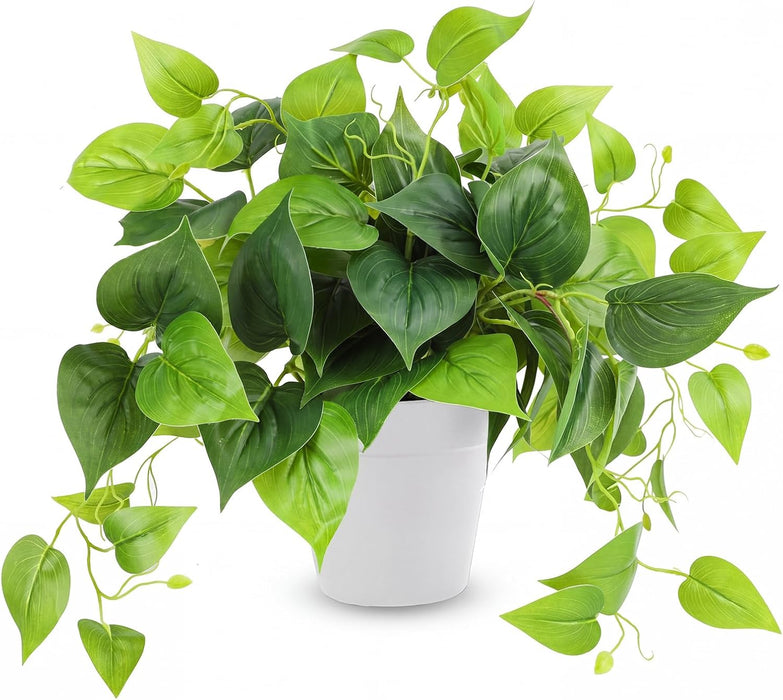 Artificial Plants Fake Pothos with Plastic Pot Artificial Potted Plant for Home Office Bedroom Indoor Outdoor Decor 1 Pa
