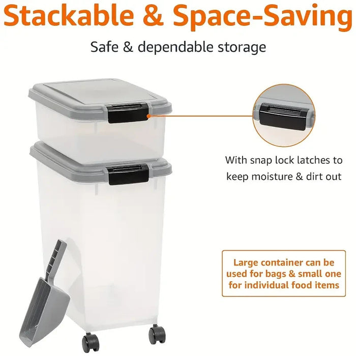Airtight Rolling Pet Food Storage Container with Scoop