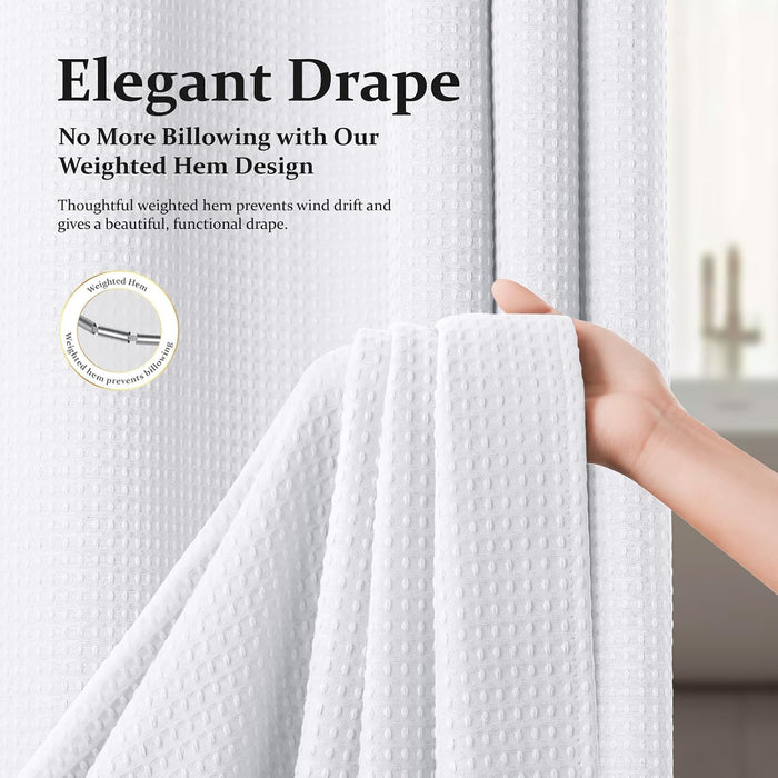 Waffle Shower Curtain 256 GSM Heavy Duty Fabric 72"x72" White