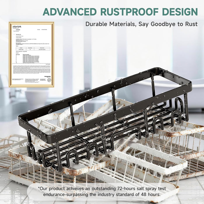 Shower Caddy 6-Pack with Hooks, Bathroom Organizers & Storage, Black