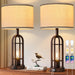 24" Farmhouse Table Lamps for Living Room Bedroom Set of 2, USB A+C