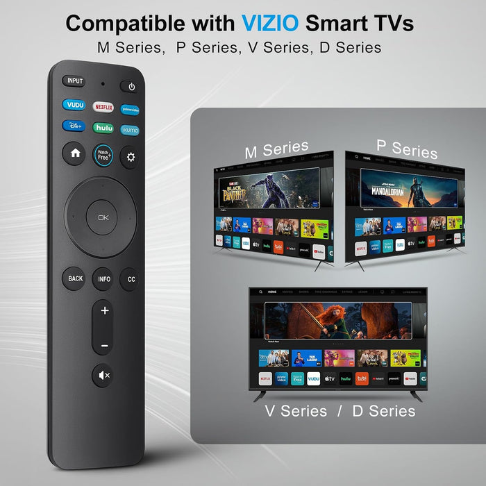 Universal Remote Replacement XRT260 for All VIZIO Smart TV Smartcast 4K P-Series V-Series D-Series M-Series XRT136 XRT140, with Buttons for Netflix Disney Prime Video Hulu (No Voice Function)