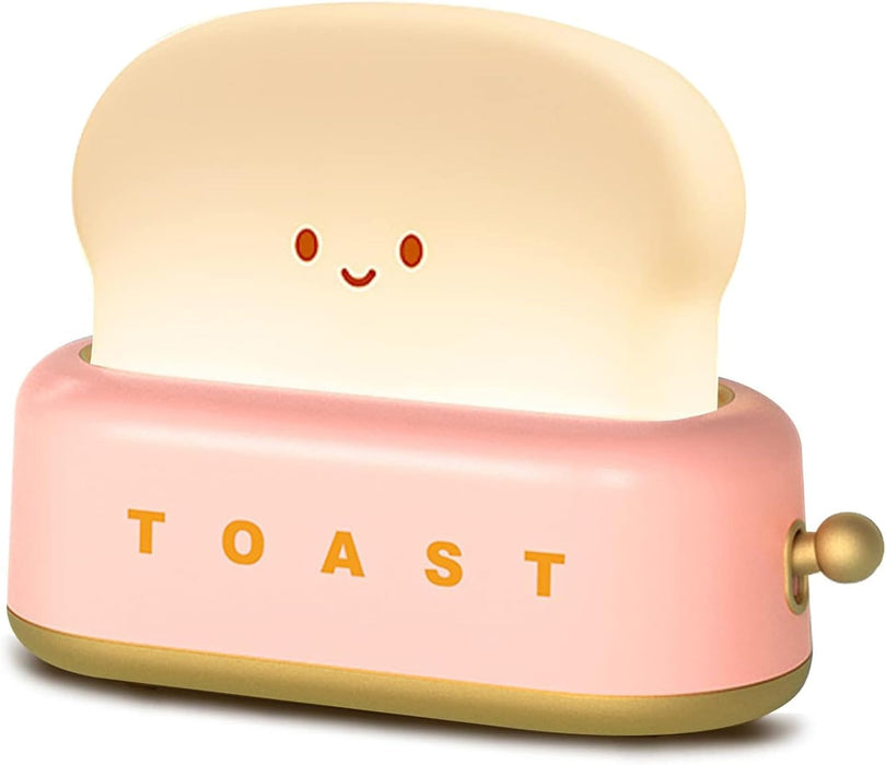 Red LED Night Light Rechargeable and Portable Light with Timer Cute Toast Bread Lamp Desk Decor Toaster Lamp Kawaii Christmas Ideas for Baby Kids Girls Teens Teenages