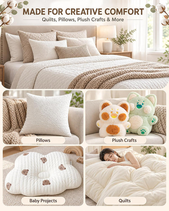 79"x91" Natural Cotton Batting for Quilting, 200g/m²