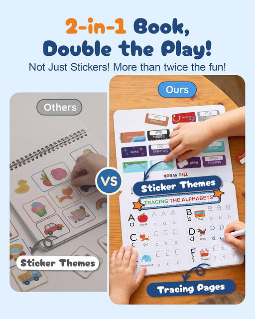Mallify Busy Book for Toddlers 3-5, Montessori Busy Book with 30 Themes and 8 Markers, Kids Binder and Early Learning Toys, Preschool Busy Books for Toddlers, Tracing Coloring Book, BusyTots