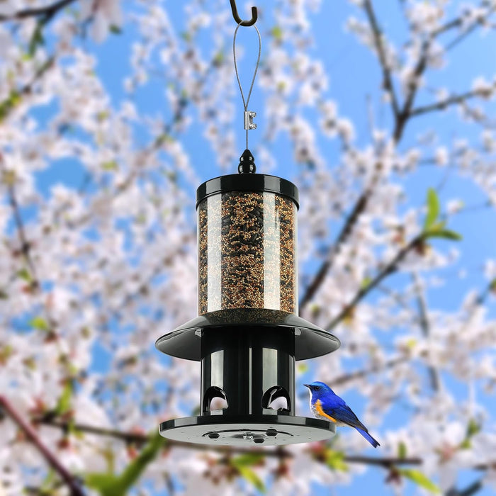 Squirrel-Proof Bird Feeder 360° Feeding Perch Tray for Outdoor Hanging