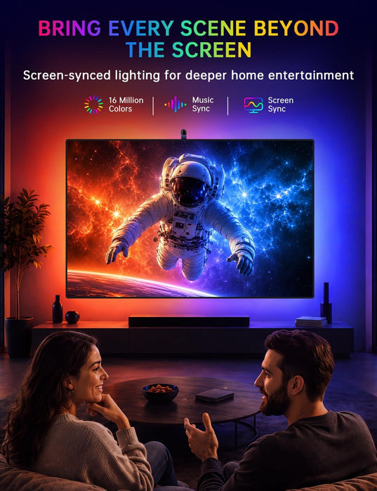 Upgraded TV LED Backlight with Sensor, LED Sync Lights for TV 55-65 Inch