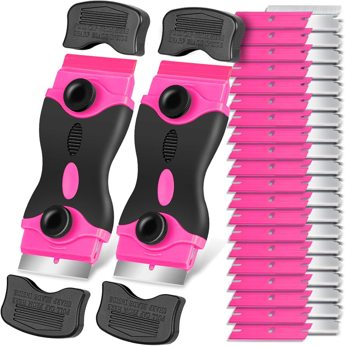 Razor Blade Scraper Tool Kit - 2Pack Razor Scrapers & 40Pcs Extra Blades