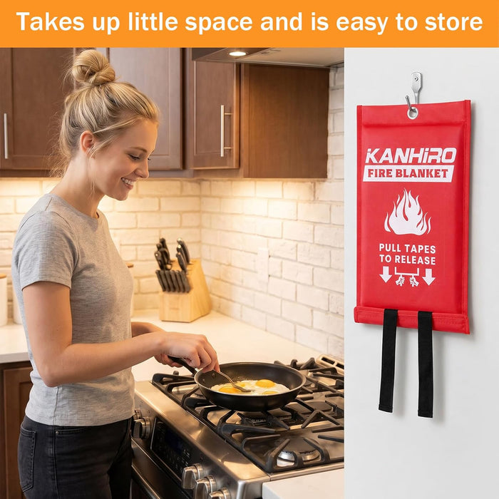 Emergency Fire Blanket for Home Kitchen -  Fiberglass Fire Suppression Blanket Great for School, Fireplace, Grill, Car, Office, Warehouse (4 Pack, 40"x40")