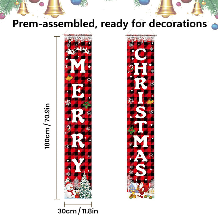 Christmas Decorations Merry Christmas Banner Xmas Porch Door Sign 72"X12"