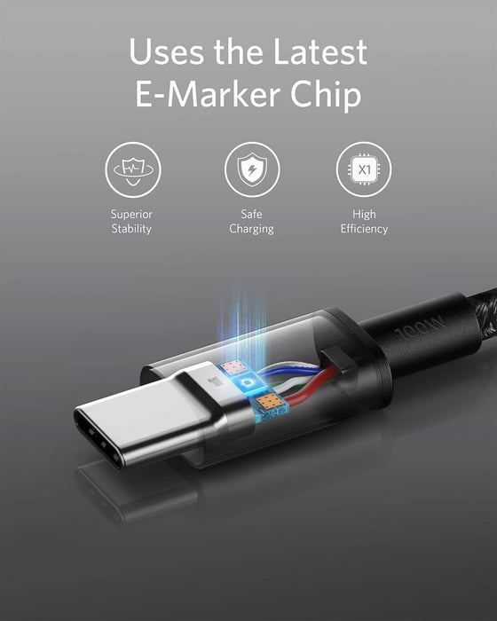 USB C to USB C Cable, 100W Fast Charging Cable (2-Pack, 6 ft, Black)