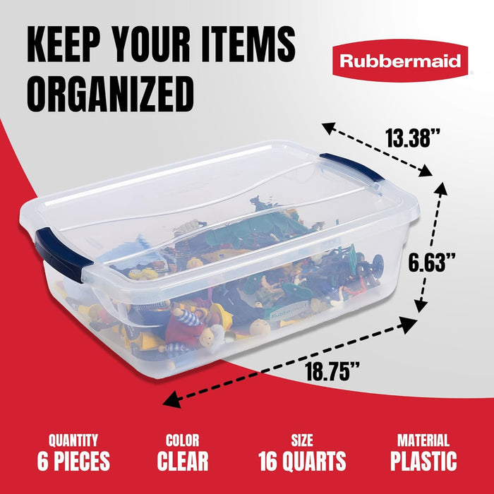 Cleverstore 17 Quart Clear Latching Waterproof Stackable Airtight Storage Containers with Durable Latching Lids (6 Pack)