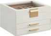 Jewelry Box Organizer, 3-Layer Storage with 2 Drawers, Glass Lid