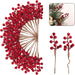 50-Pack Christmas Tree Decorations 6.5" Red Berry Stems Ornaments