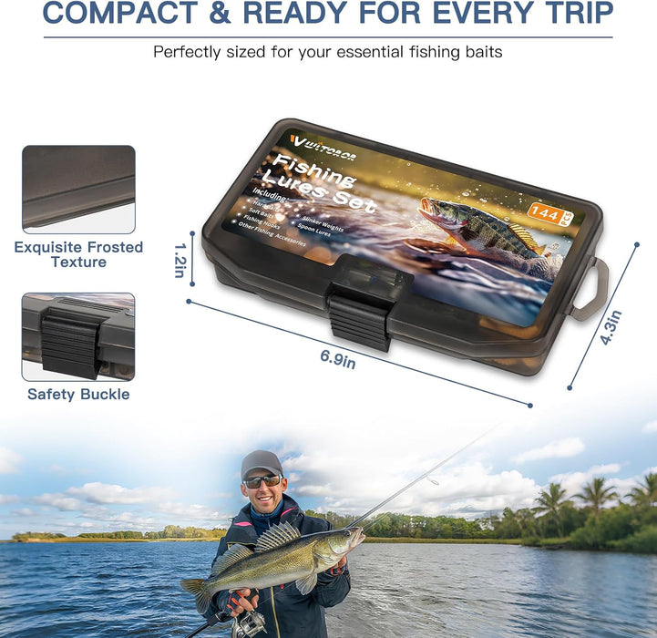 Fishing Lures, Tackle Box with Tackle Included, Crankbaits, Soft Plastic Baits, Hooks, Weights & Fishing Accessories, Freshwater Fishing Gear Kit for Bass, Trout, Walleye & Beginners