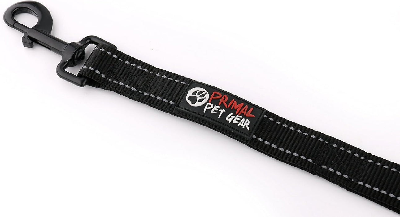6 ft Reflective Dual-Handle Dog Leash — Black