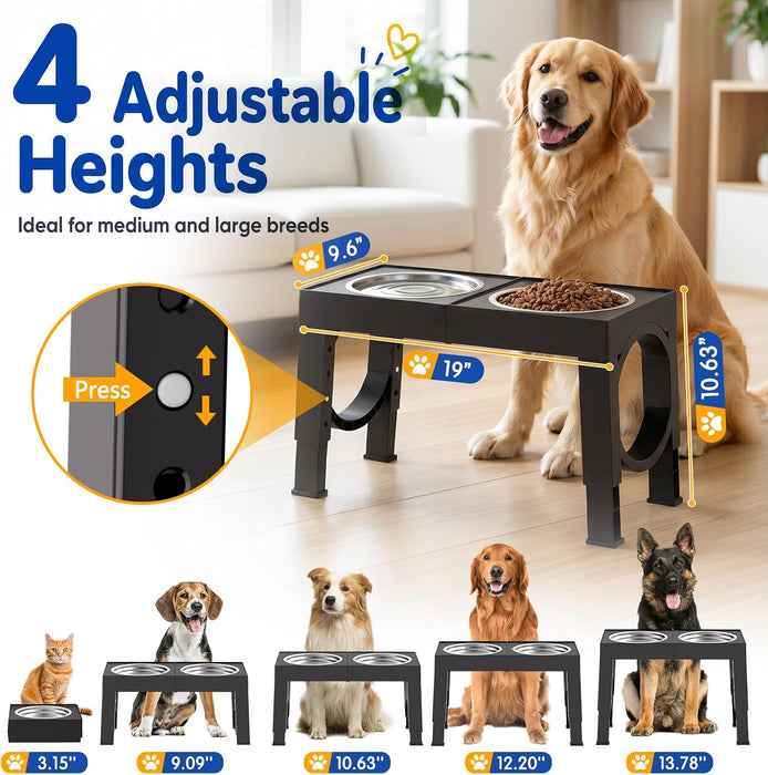 Elevated Dog Bowls Large Breed Raised Dogs Bowl Stand Large/Medium Sized Dog Stainless Steel Food Water Bowl Stands 5 He