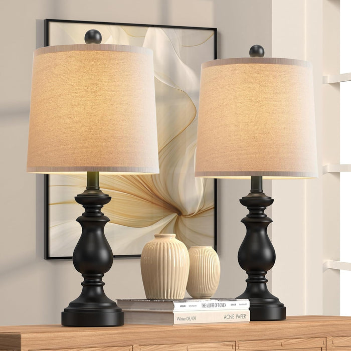 Traditional Table Lamp Set of 2, Rustic Farmhouse Table Lamps for Living Room Bedroom, 22" Bedside Desk Lamps Vintage Ni