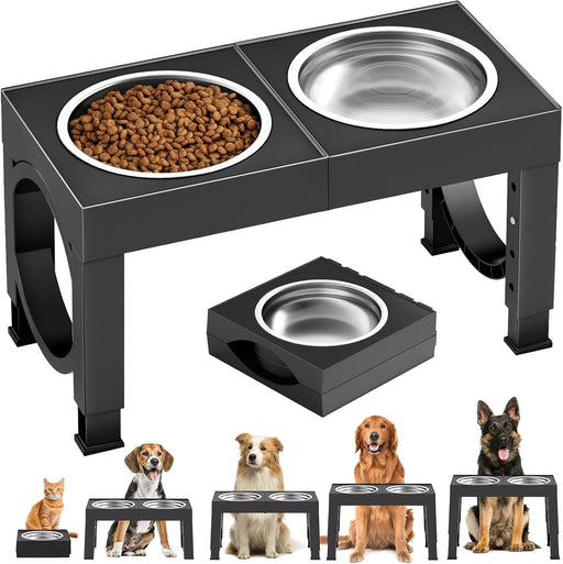 Elevated Dog Bowls Large Breed Raised Dogs Bowl Stand Large/Medium Sized Dog Stainless Steel Food Water Bowl Stands 5 He