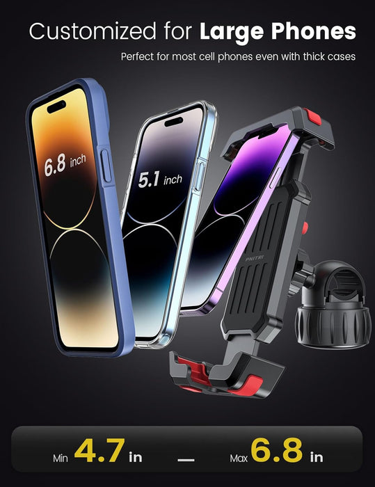 2026 New Upgraded Bike Phone Holder Handlebar - 1S Quick Install, Motorcycle Phone Mount, Bicycle Phone Holder fit Large