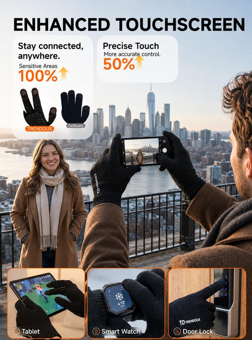 Winter Gloves for Men Women - Upgraded Touch Screen Cold Weather Thermal Warm Knit Glove for Running Driving Hiking