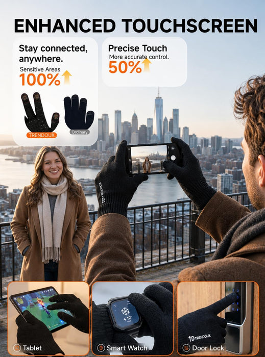 Winter Gloves for Men Women - Upgraded Touch Screen Cold Weather Thermal Warm Knit Glove for Running Driving Hiking