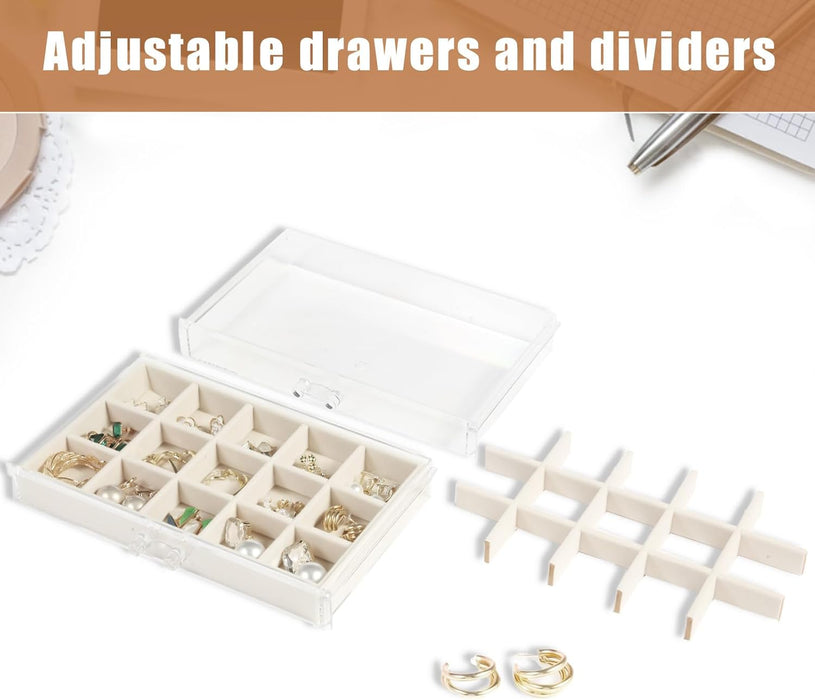 Earring Organizer 5 Drawers Acrylic Jewelry Box for Women, Warm White
