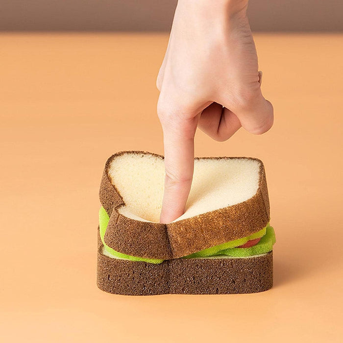 1Pc Multifunction Scrub Sponges, Toast Shape Dish-Washing, Magical Deep Cleaning Thickened Scrubber, Cute Sandwich Sponge, Pots Dishes Gadget Accessories for Household Kitchen