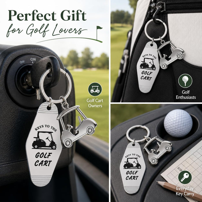 Golf Gifts for Men Retro Motel Golf Cart Keychain Accessories