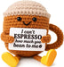 Birthday Gift for Her Him Women Men Girlfriend Boyfriend, Positive Crochet Espresso Cup, Cute Small Coffee Lover Gift for Best Friend Couple Wife Husband Mom