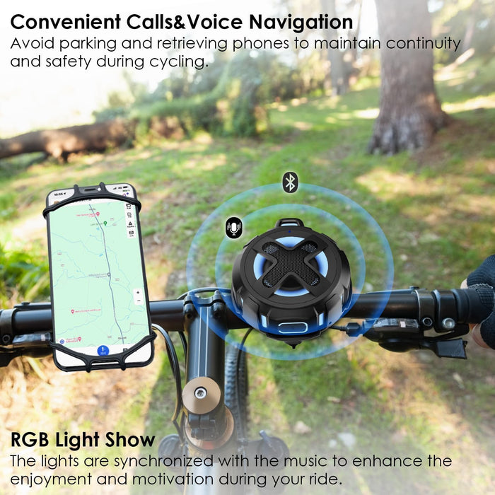 Upgraded, Pro Bike Speaker, with Pro Handlebar Mount, Bluetooth V5.4, IPX7 Waterproof, Silicone Case, Broadcast Navigati