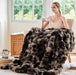 Fluffy Faux Fur Throw Blanket for Couch, Soft Plush Thick Cozy Fuzzy Luxury Minky Bubble Blanket for Home Living Room Decor Gift for Women, Tie-dye Coffee, 50" x 60", 1100GSM