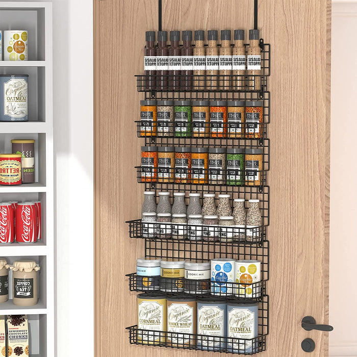 6-Tier Spice Rack Organizer with Door Hook, Wall Mounted & Over the Door Spice Racks for Kitchen Pantry Door Cabinet, Tw