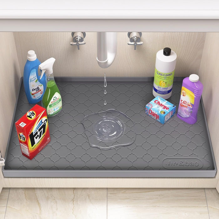 Under Sink Mat 34" x 22" Waterproof Silicone Cabinet Kitchen Liner
