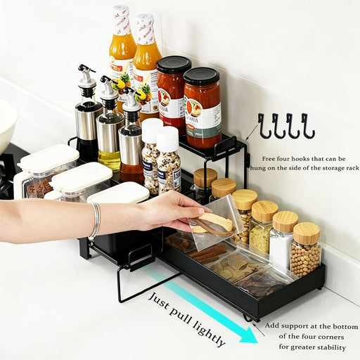 4-Tier Carbon Steel Spice Rack for Countertop,4 Tier Spice Shelf