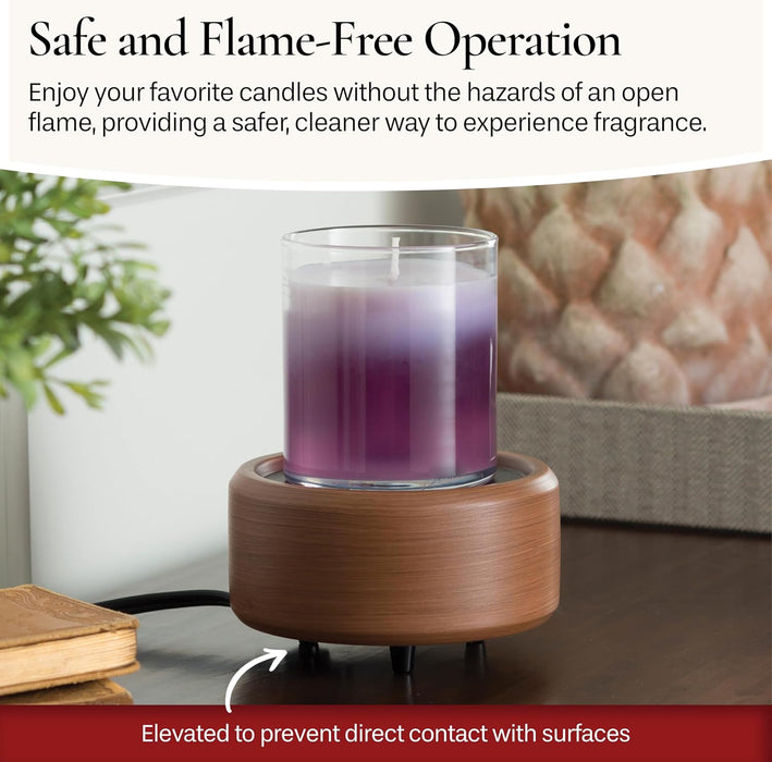 ETC 2-in-1 Candle and Fragrance Warmer for Warming Scented Candles or Wax Melts and Tarts with to Freshen Room, Pewter W