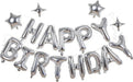 Silver Happy Birthday Balloons Banner Sign Mylar letter Party Decoration