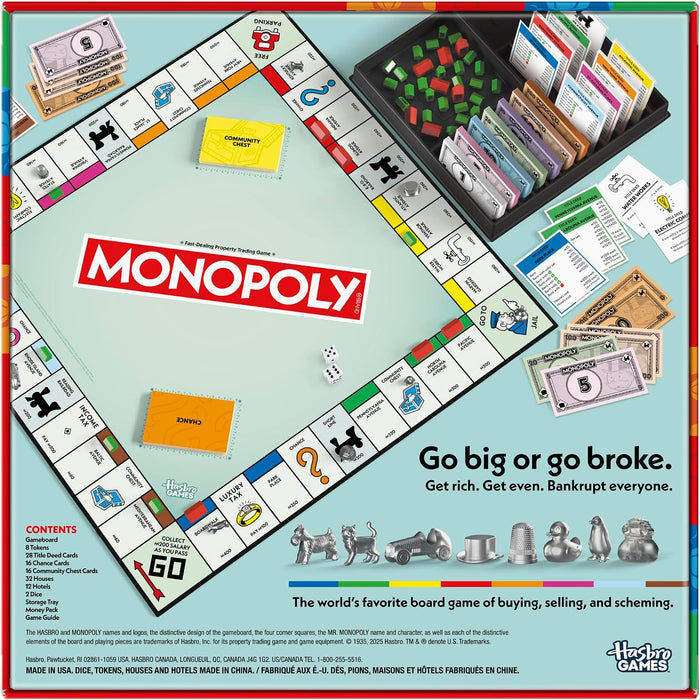 Board Game | Classic Game with Storage Tray and Larger Tokens | Ages 8+ | 2 to 6 Players | Family Games for Kids and Adu