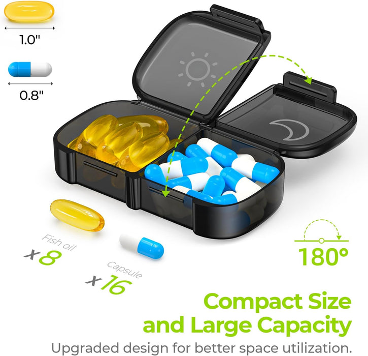 Weekly Pill Organizer 2 Times a Day, One-Side Large Opening, Easy‑Use