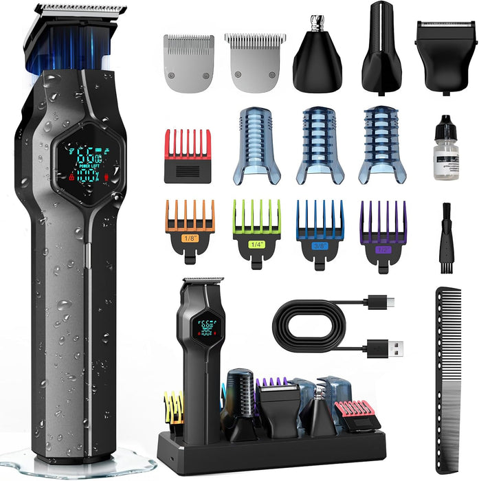 Beard Trimmer for Men, Magnetic Snap-on Replacement Heads, Gray