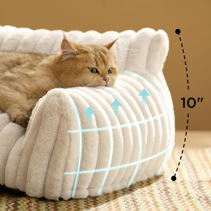 ComfyFleece® Shown on TV Fluffy Cute Cat Couch for Pets,24in Cream