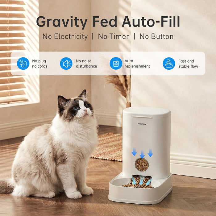 ® Gravity Cat Feeder, 1 Gallon/3.5L Dog Food Dispenser, No-Electricity Automatic Pet Feeder, Auto Refill Food Bowl for C