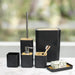 Bamboo Bathroom Accessories Set 6 Piece Square Spiral Set,Black