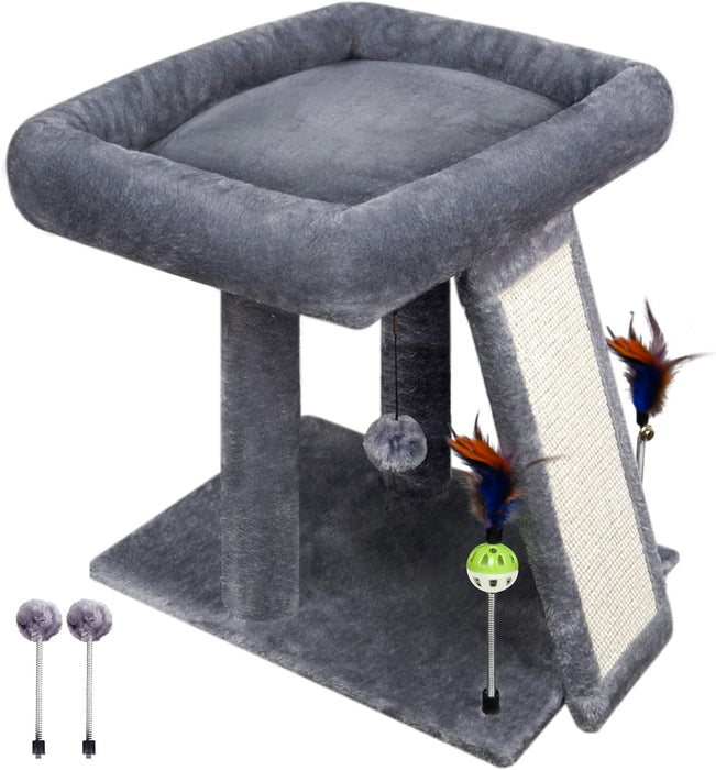 Cat Tree Tower with Cat Scratching Post for Indoor Cats, Activity Centre Climbing Tree with Scratching Board and Playful