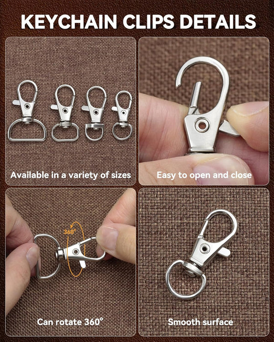 325PCS  Keychain Making Kit - Silver Keychain Clips with Key Rings