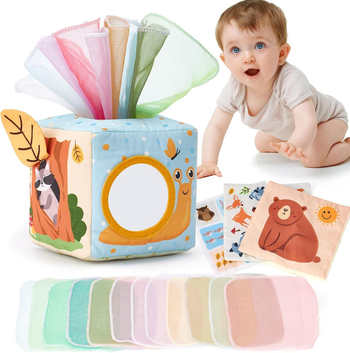 Baby Tissue Box Toy - 6 Month Old Montessori Baby Toys 6-12 Months