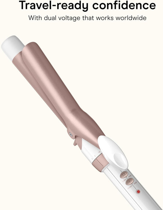 Curling Iron, Double Ceramic, 1" Barrel, White/Rose Gold